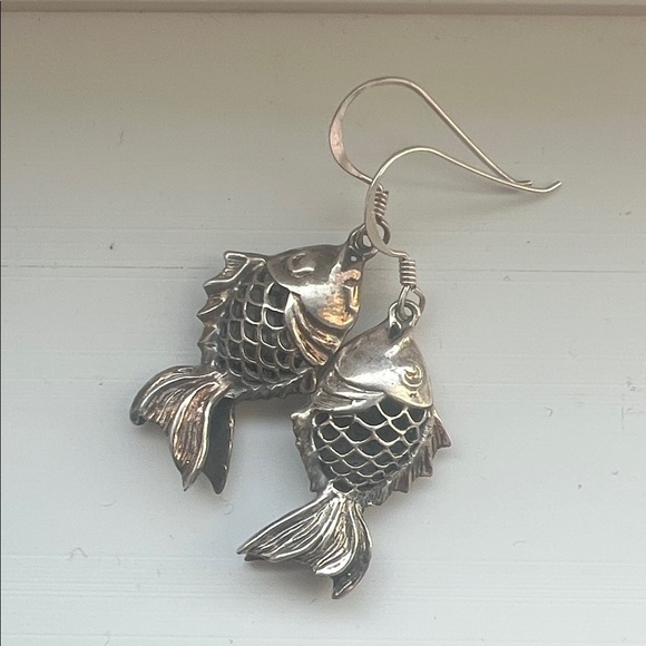 Silver Fish Earrings - Picture 1 of 3